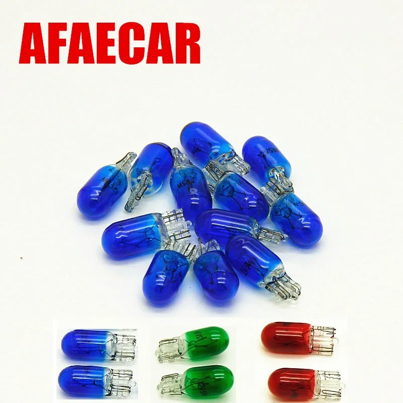 

100PCS T10 W5W 194 warm White red green 5W Halogen Bulb Signal Interior Lamp