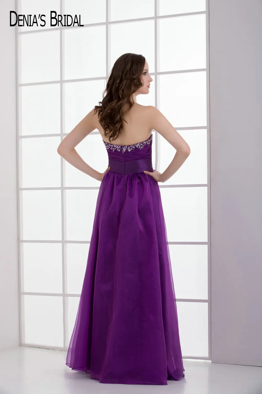 2017 фиолетовые платья для мам пол Длина Милая декольте бисером-линии для mon невесты платья