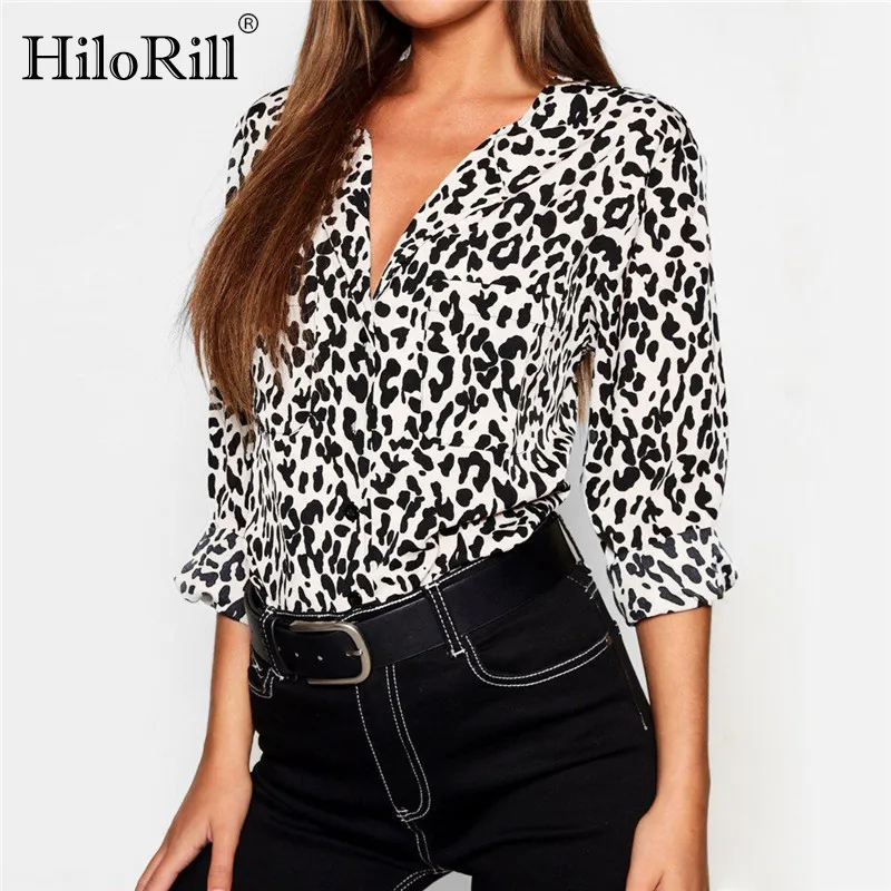 

Leopard Print Casual Chiffon Blouse Women Tops and Blouses Long Sleeve Elegant Loose Blouse Ladies Office Shirt Chemisier Femme