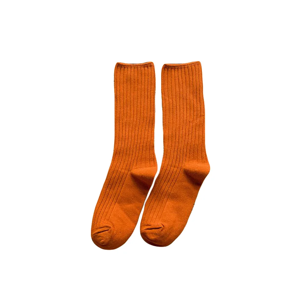 Женские эластичные носки высокого качества повседневные удобные носки-трубы средней высоты зимние SCKHC0002 - Цвет: Orange
