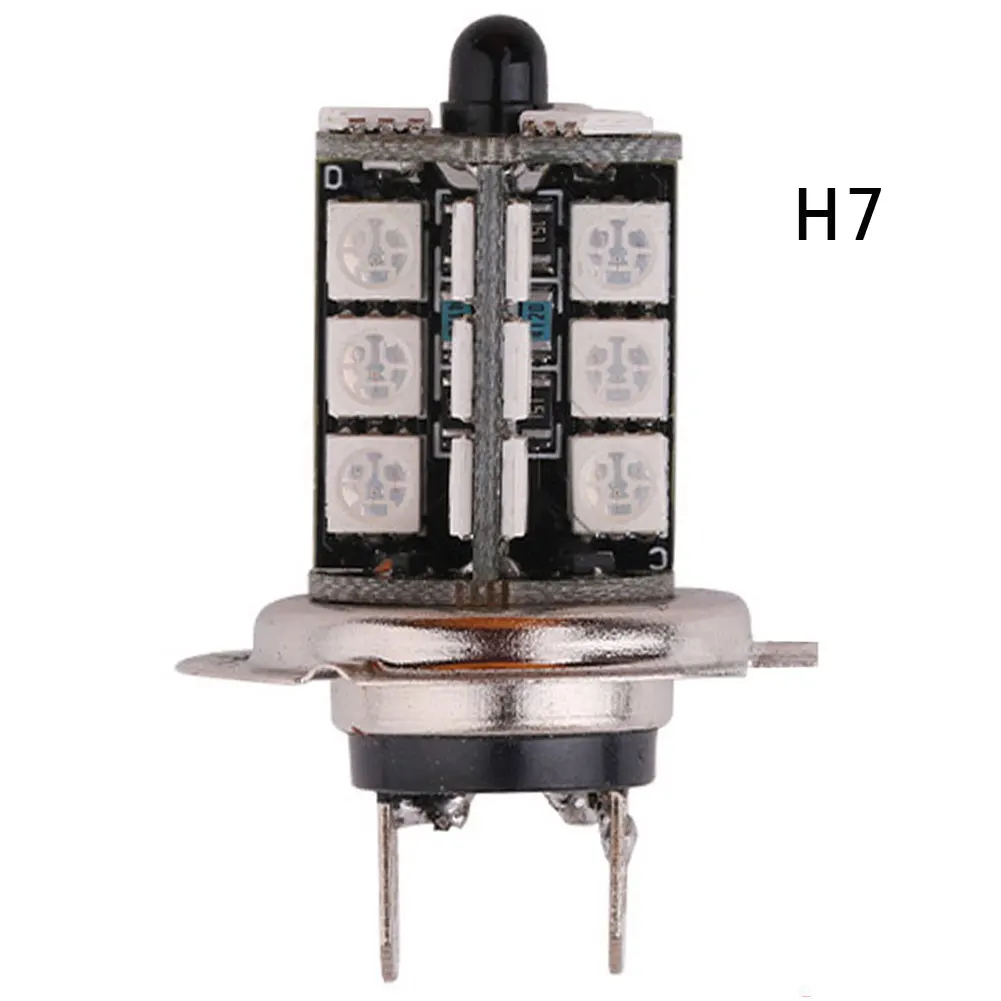 2 шт./компл. RGB 27 Светодиодный светильник с лампочкой SMD 5050 12V Авто Противотуманные фары Дневные Фары Светильник головной светильник 9005 9006 H4 H7 H8 H11 с 24key Дистанционное Управление