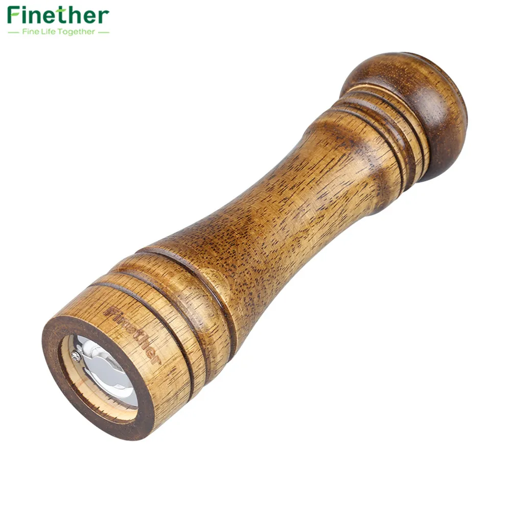 Finether Pepper Mills 8.7 inch Classical Wooden Pepper Sauce Spice Salt Corn Mill Grinder Hand Movement Convient Kitchen Tools0