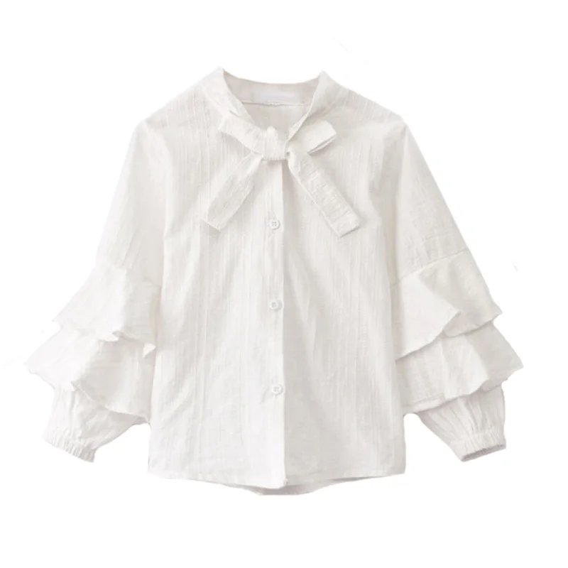 

Kids Blouse Girl Cotton Solid Blouses for Girls 2019 New Autumn Full Sleeves Shirts for Girl Sweet Children Clothing 7bs018