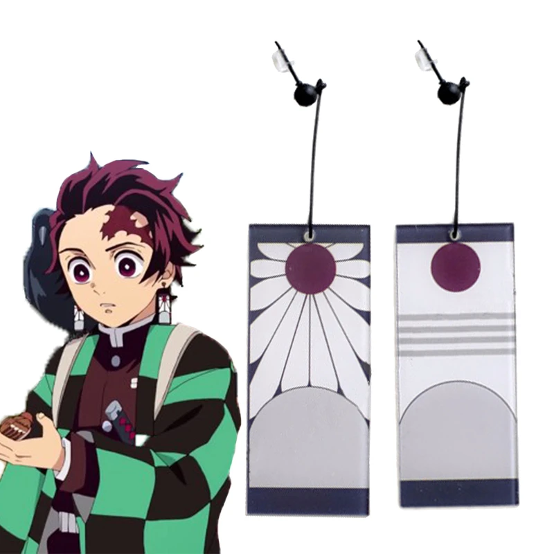 Аниме Demon Slayer Kimetsu no Yaiba Kamado Tanjirou серьги висячие кольцо для ушей реквизит косплея