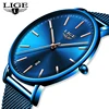 LIGE Mens Watches Top Brand Luxury Waterproof Ultra Thin Clock Blue Mesh Belt Fashon Casual Quartz Watch Men Sport Wrist Watch ► Photo 1/6