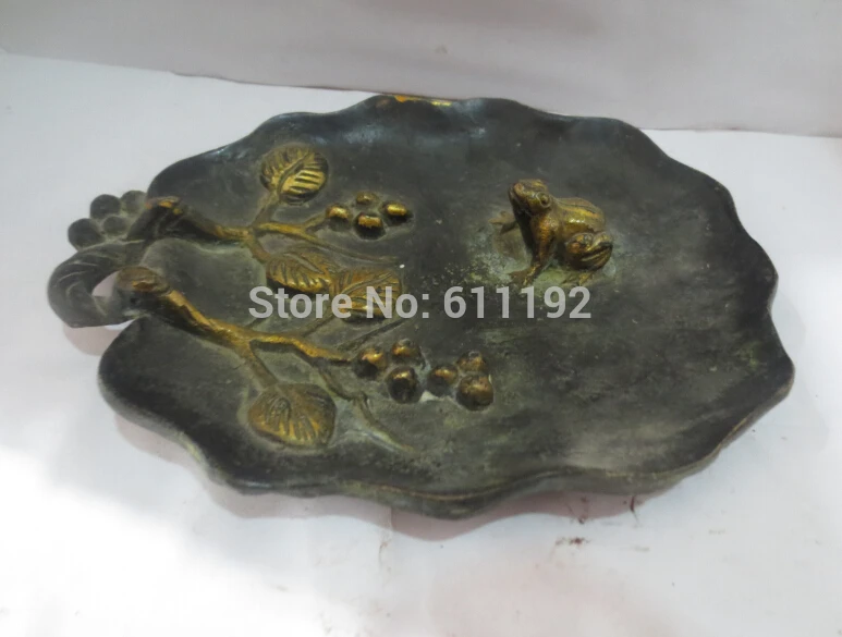 

Folk art collectible Chinese Four Treasures of Ink stone,Antique bronze Gilt Ink stone Metal crafts