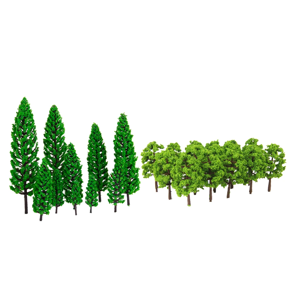 30Pcs  Green Model Trees Painted HO N Layout For Diorama Architecture
