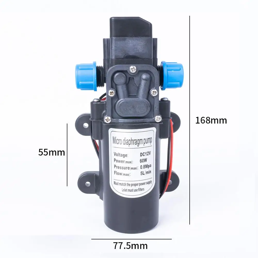 Мини DC 12 В 60 Вт 130PSI 5L/мин Вода Высокий мембранный насос давления самовсасывающий насос с автоматическим переключателем для садовая тележка