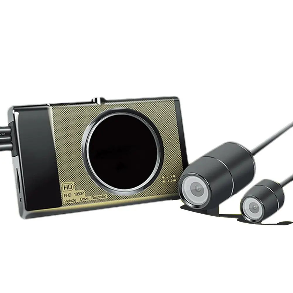 

Front and Back Dual Cameras Motorcycle Recorder Locomotive Recorder Motorcycle DVR Dash Cam 3.0 inch