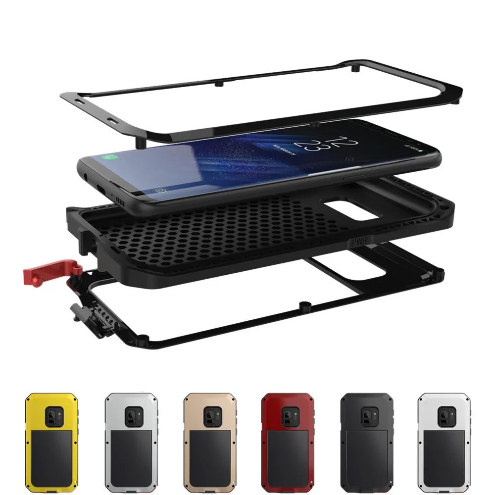 Goede Luxe Doom Armor Metalen Zware Bescherming voor Samsung Galaxy S4 S5 S6 S7 Note 3 4 5 8 rand S8 S9 Plus Shockproof Cover