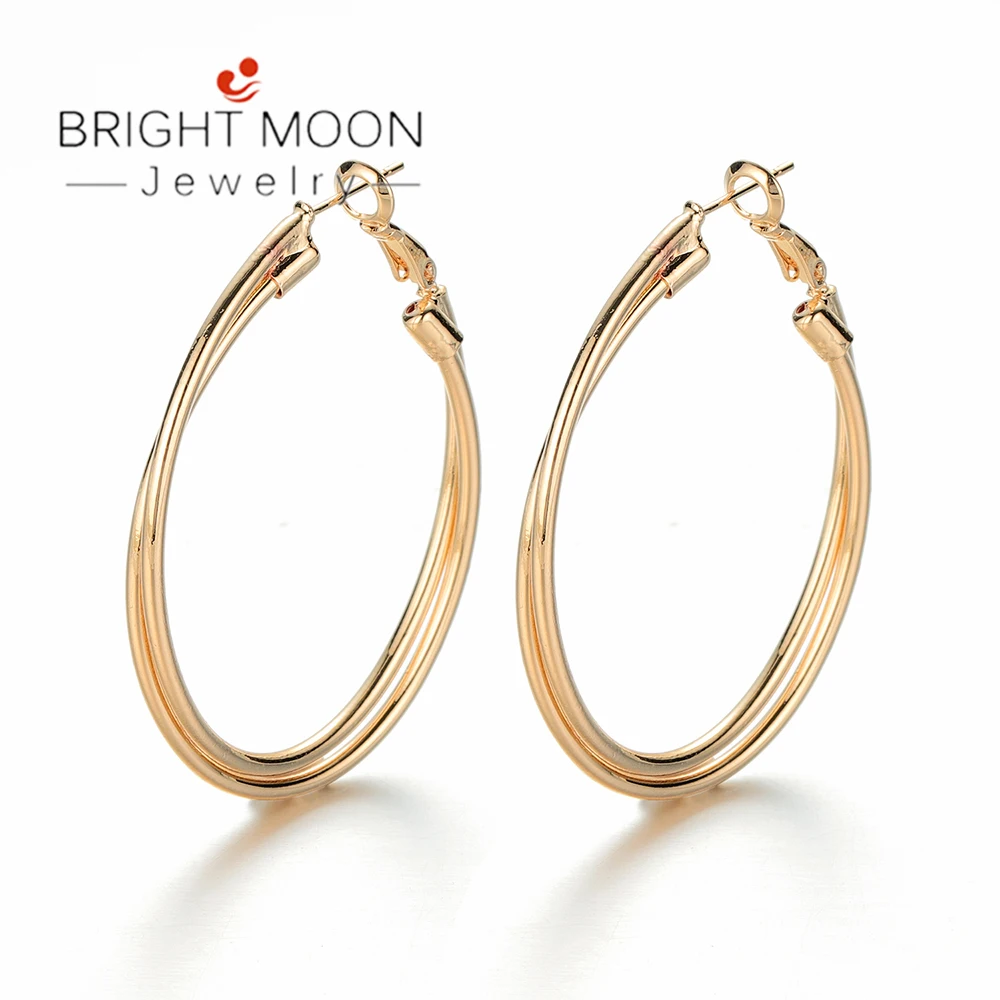 

Bright Moon Fashion Statement Punk Geometric Hoop Earrings Big Simple Gold Color Charming Earrings for Women Modern Art Jewelry