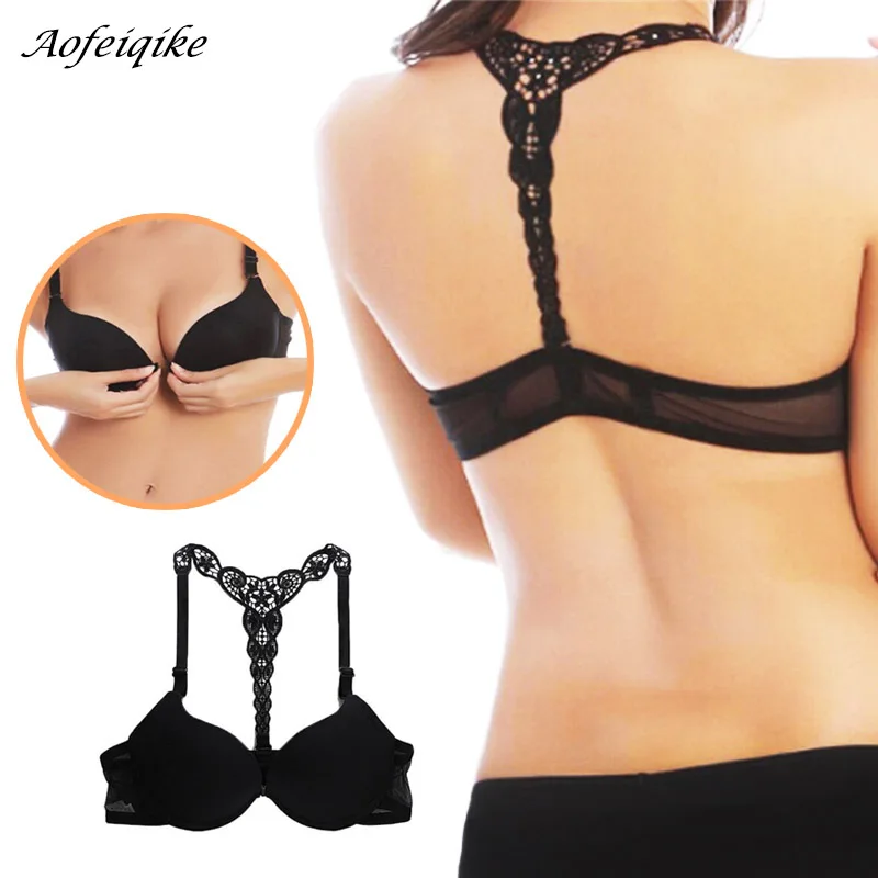 

Sexy Front Closure Smooth Bras Charming Lace Push Up women's Bras underwear intimates Dropship