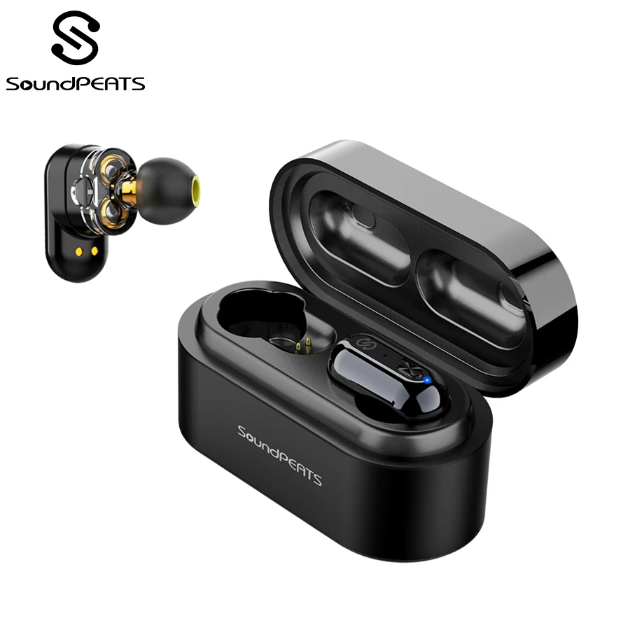 Дешево Беспроводные наушники SoundPEATS с Bluetooth 5,0, стерео наушники IPX6, двойные динамические драйверы, bluetooth гарнитура с защитой от пота