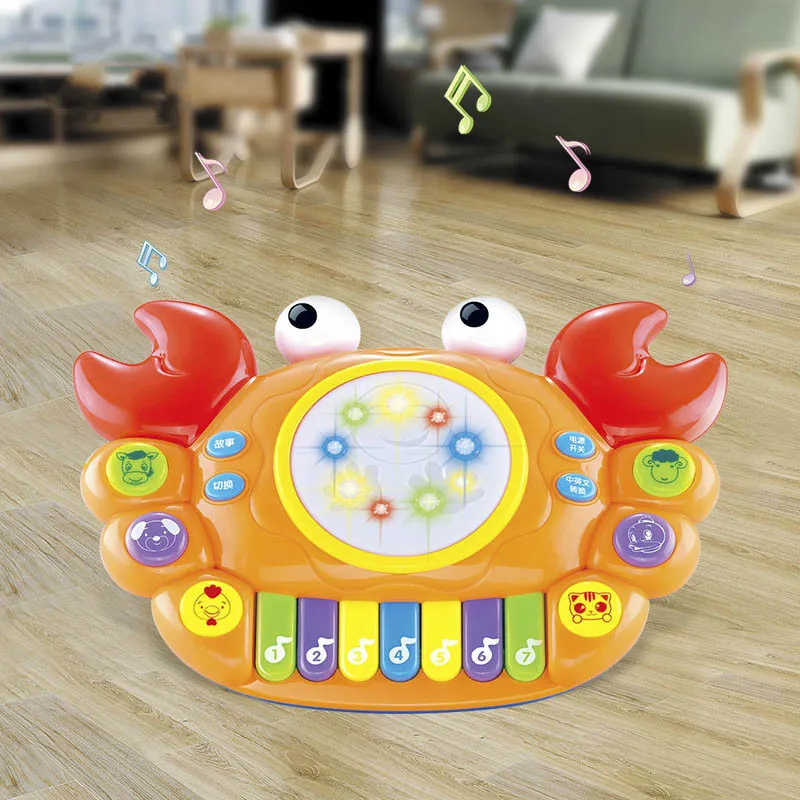

Big Crab Model Baby Musical Keyboard Piano Drum Instrument Toys Children Song Story Language Learning Animal Sounds Toy for Kids