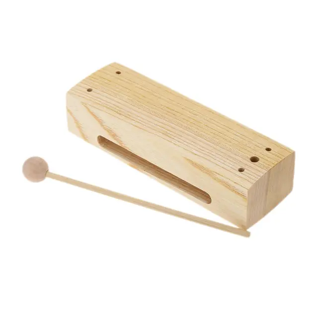 HOT SALE Wooden Percussion Block Woodblock with Mallet Exquisite Kid