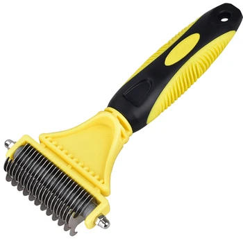 

Pet Dog Hair Remover Brush Fur Double-sided Dog Rake Open Knot Comb Cat Grooming Comb Stainless Steel Pet Grooming Supply