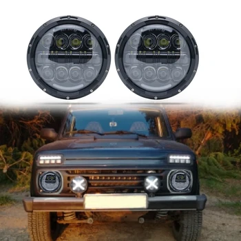 

2pc Newest 80W 7 Inch Led Headlight Motorcycle H4 HI/Lo Low Beam Led 7'' DRL Turn Signal Led