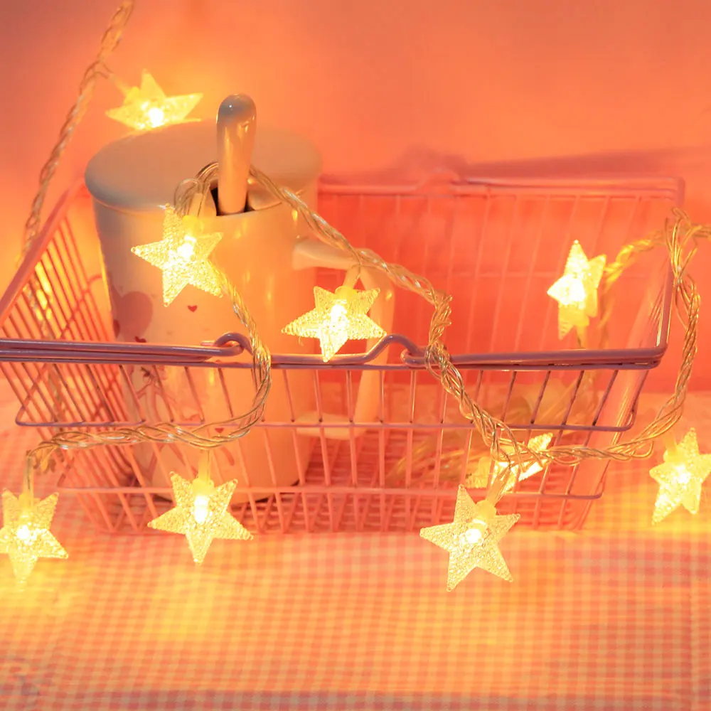 FS-LED Warm White Star String Lights Fairy Lights Five-pointed Star String Lights For Craft Wedding Party Bedroom Indoor 220V EU FS-LED Warm White Star String Lights Fairy Lights Five-pointed Star String Lights For Craft Wedding Party Bedroom Indoor 220V EU