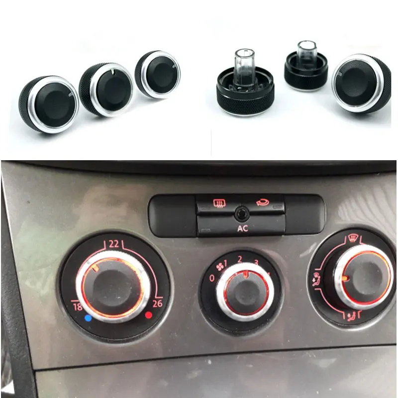 3pcs/set Car AC Knob Air Conditioning Knob Control Switch For VW MK6