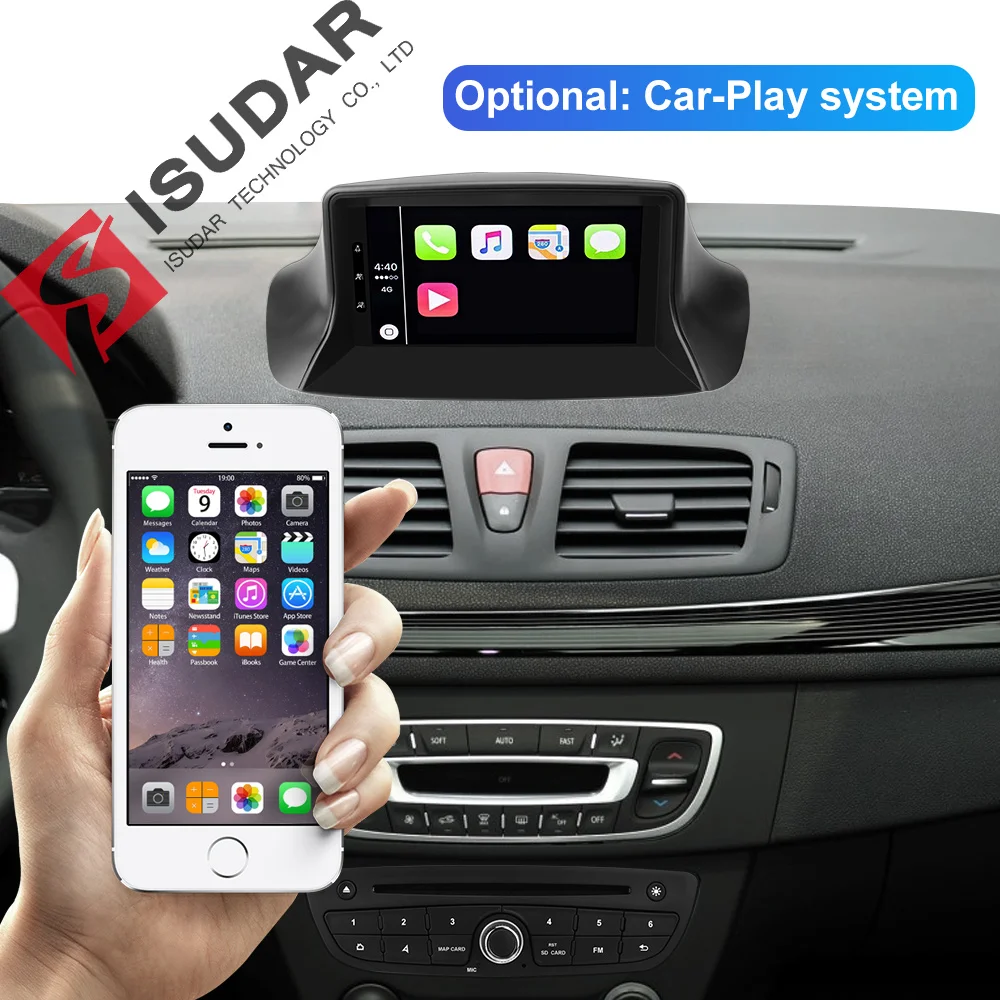 Perfect Isudar 1 Din Automotivo Radio Android 9 For Renault/Megane 3 Fluence GSP Car Multimedia DVD Player 8 Core RAM 4G ROM 64G DSP DVR 4