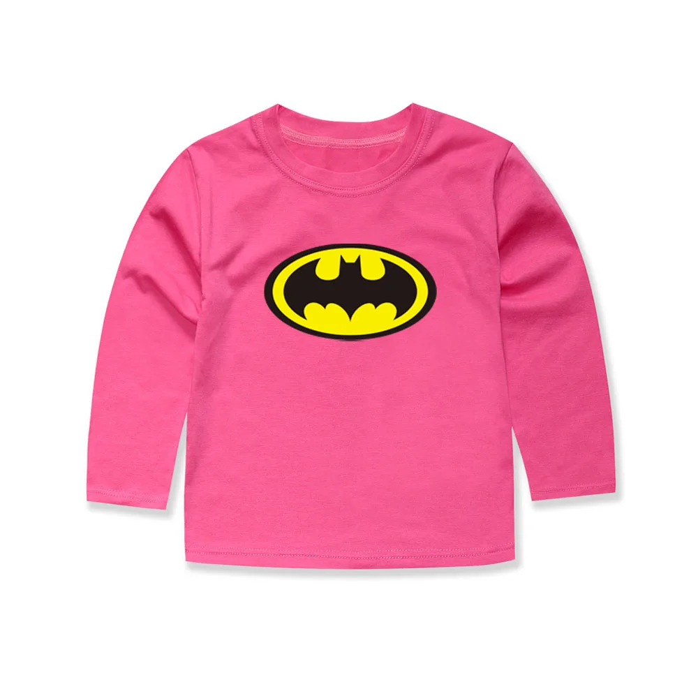 TINOLULING/Детская футболка с Бэтменом футболка с длинными рукавами для девочек и мальчиков, 12 цветов, детские футболки с героями мультфильмов для От 2 до 12 лет