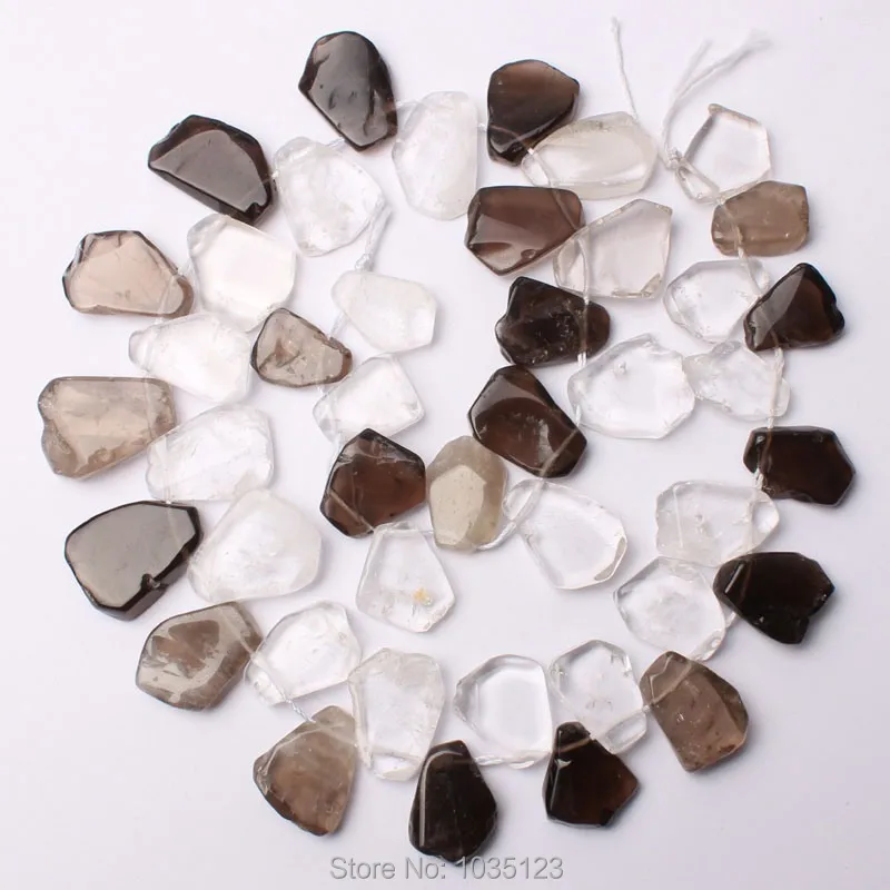 15-20mm Natural Mixed Stone Flat Freeform Shape Loose Beads Strand 15