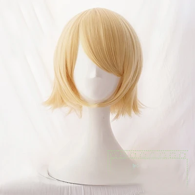 goddess costume Rin / Len Short Blonde Heat Resistant Hair Cosplay Costume Wig + Track + Wig Cap anime halloween costumes Cosplay Costumes