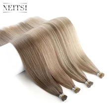 Neitsi, двойные нарисованные волосы Remy с I-Tip, человеческие волосы для наращивания, прямые кератиновые человеческие волосы для наращивания, 1,0 г/локон, 20 дюймов, 28 дюймов