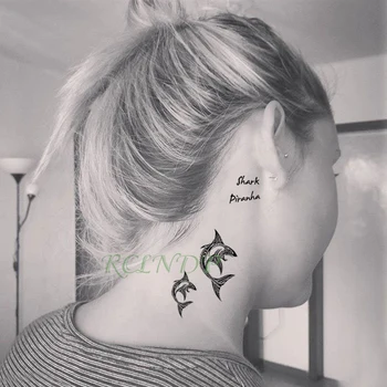 

Waterproof Temporary Tattoo Stickers Shark Piranha fake Tatto Flash Tatoo Tatouage Body Art Hand Back Foot for Girl Women Men