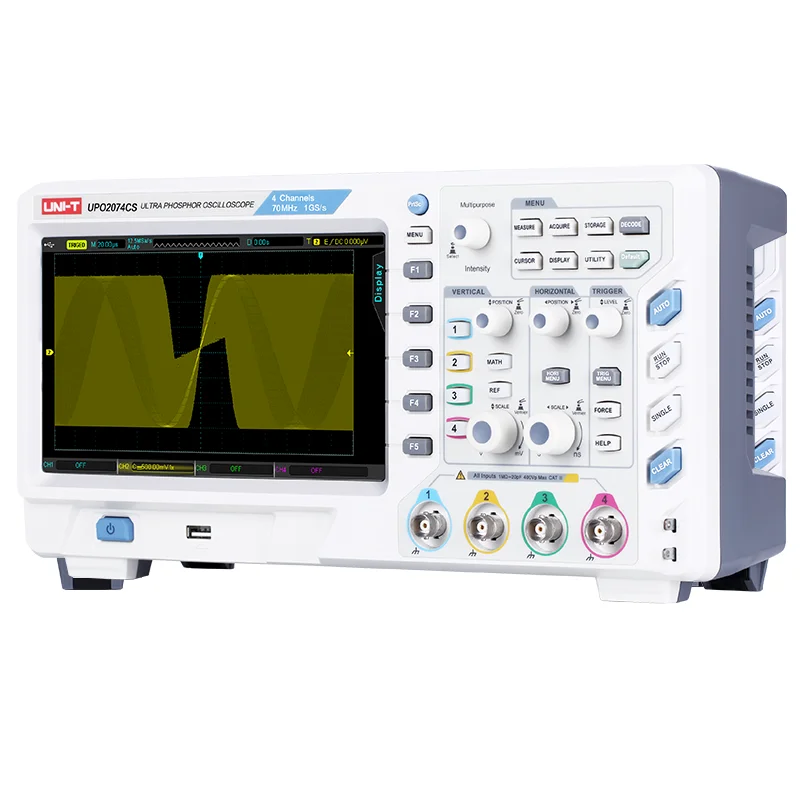 

Original UNI-T UPO2074CS Ultra Phosphor Oscilloscope 4 Channels 70MHz Bandwidth 1GS/s 50,000wfms/s USB LAN AUX OUT Interface