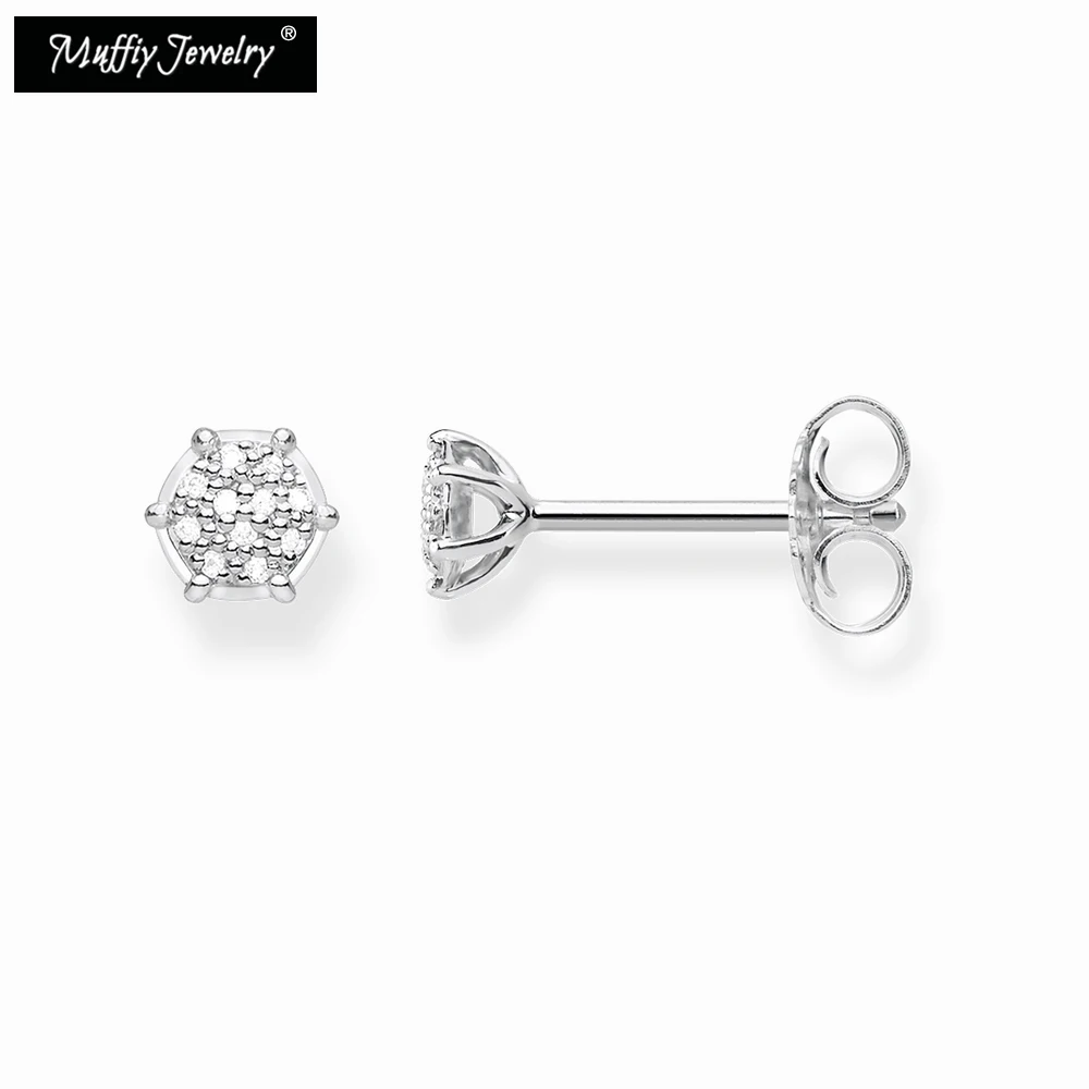 

Stud Earrings Circles White Pave,Trendy Gift For Women Ts High Quality Earring Thomas Style 925 Sterling Silver Fashion Jewelry