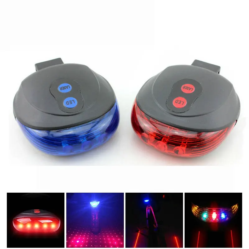 Excellent Cycling Lights Waterproof 5 LED 2 Lasers 3 Modes Bike Taillight Safety Warning Light Bicycle Rear Bycicle Light Tail Lamp 1