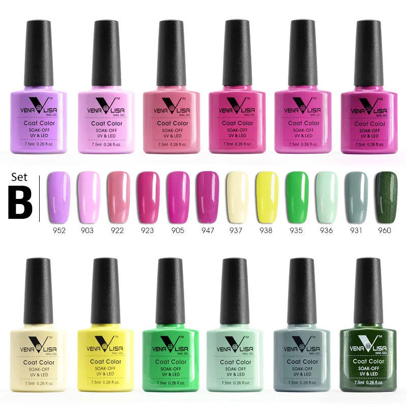 12pcs/lot VENALISA Nail Gel Polish Fast Shipment Russia Warehouse Soak Off UV LED Nail Gel Lacquer 60 Colors 7.5ml Gel Varnish