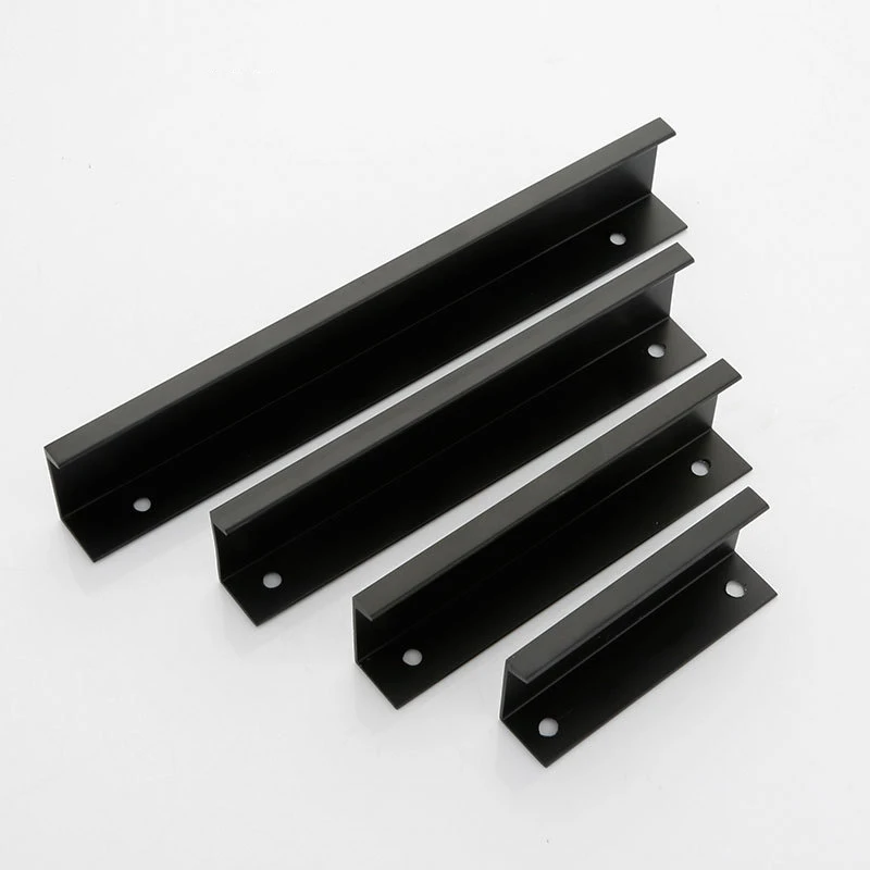 

Long Drawer Door Aluminum Alloy Door Edge Handle Modern Minimalist Invisible Black Handle Cabinet Closet Handle