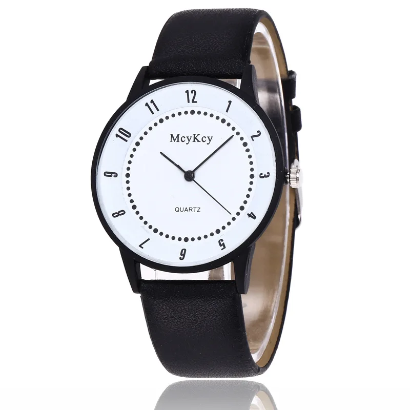 

Hot Sales casual fashion white&black leather watch women men lovers dress quartz wristwatch Relojes Mujer