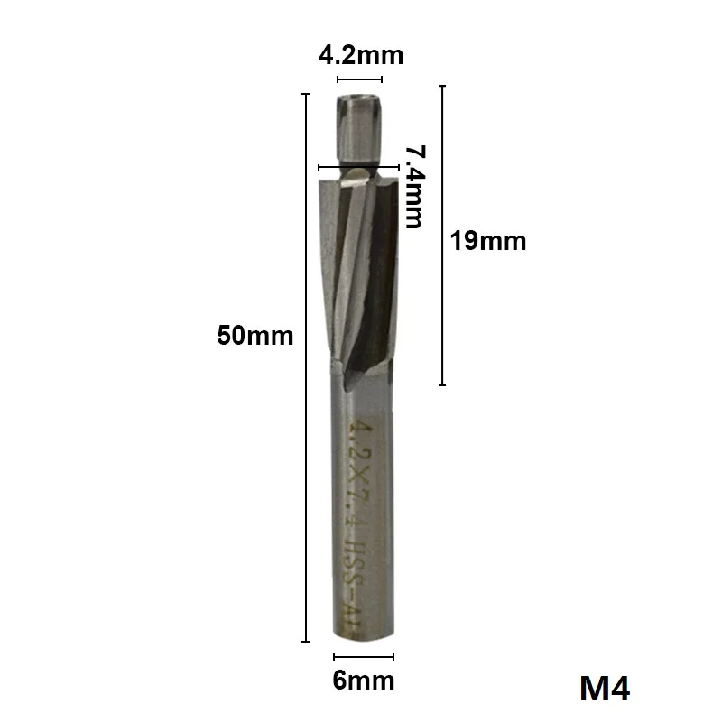 1 шт. M3.2-M16.5 HSS Цековка торцевой Фрезы с ЧПУ машина для вырезания гребней и пазов 4 флейты гравировальное лезвие раззенковка фреза - Длина режущей кромки: M4.2