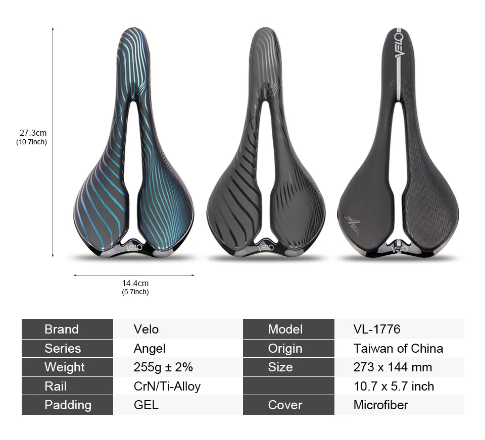 Велосипедное седло Velo для гонок, Велосипедное Сиденье из микрофибры, для шоссейного велосипеда, ультралегкое, MTB, силиконовое, гелевое, переднее сиденье, подушка