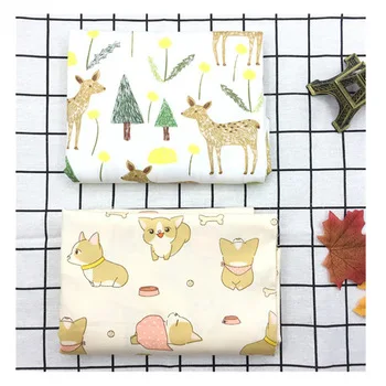 Deer and Squirrel Cotton Fabric for Patchwork Sewing Curtain Pillow Fabrics Baby