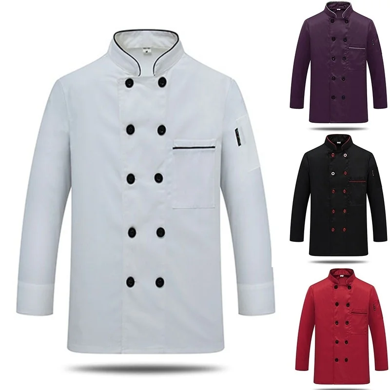 

Long Sleeve Chef Jacket Restaurant Hotel Cook Coat Barista Baker Uniform Clothes Wear