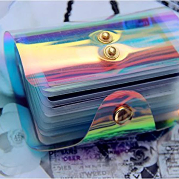 Хеба Лидер продаж Мода Голограмма прозрачный сумка Организатор кредитной держатель для карт