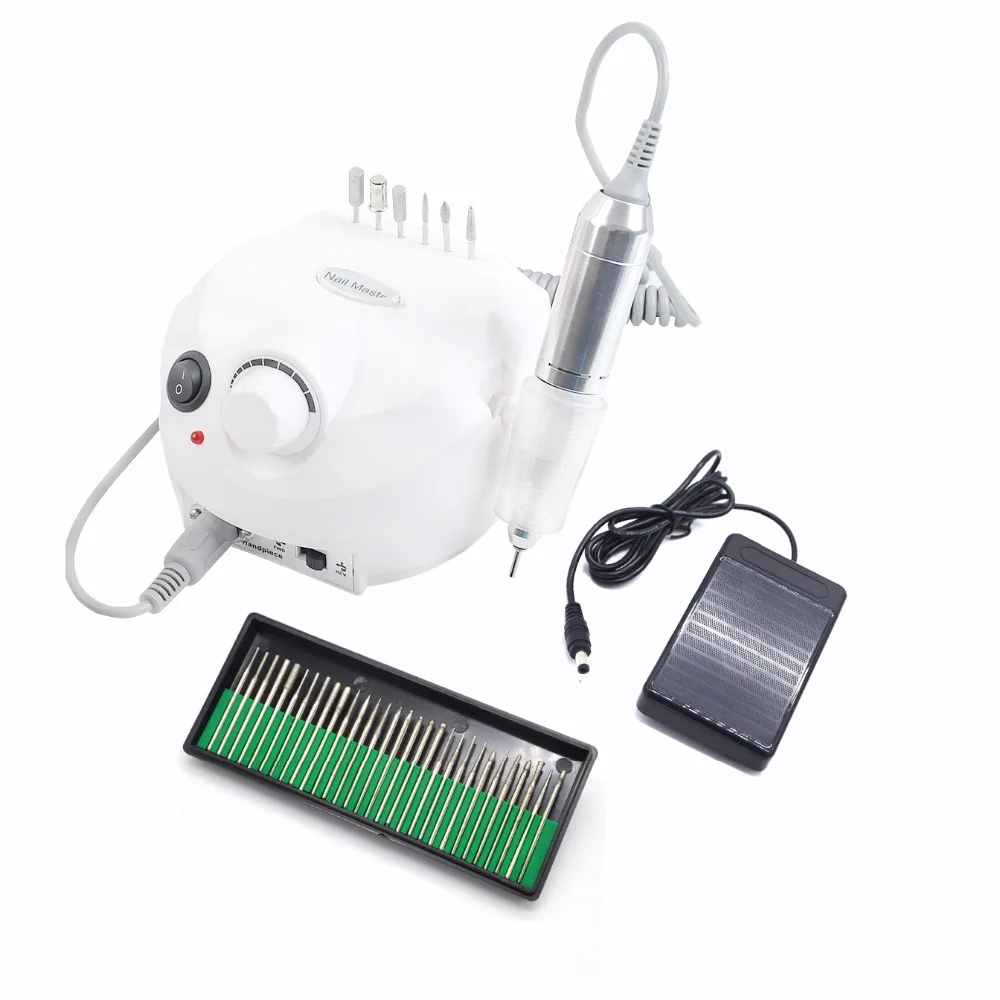 

Free Shipping 30000RPM Professional White Electric Nail Drill File Bits Machine Manicure Kit+30pcs nail drill bit
