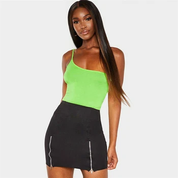 

One Shoulder Women Stretch Slim Sleeveless Bodysuit Sexy High Waist Female Summer Sexy Jumpsuit Bodysuit