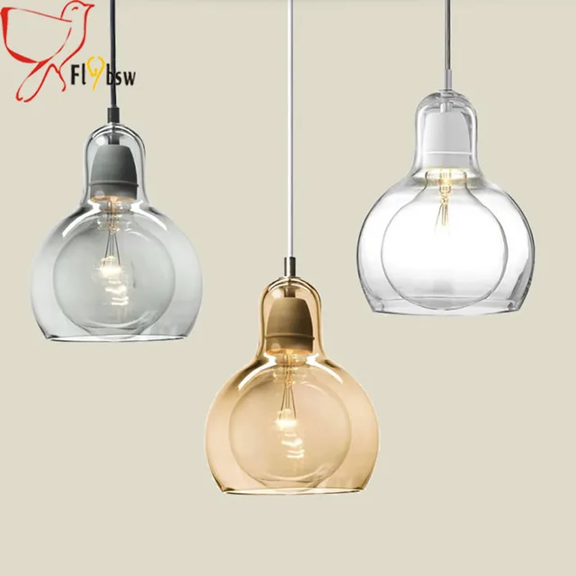 moderne eenvoudige glazen hanglampen 1 3 heads helder/grijs/amber