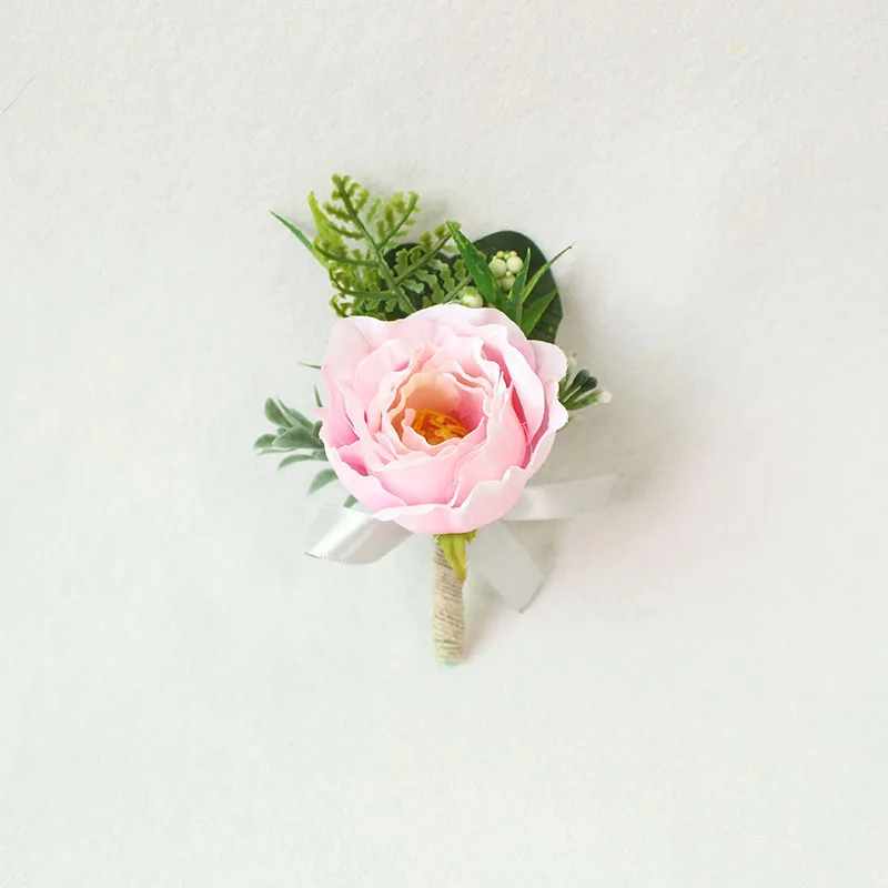 17     30020       pink roses silk corsages boutonnieres groom wedding corsage for men  (15)