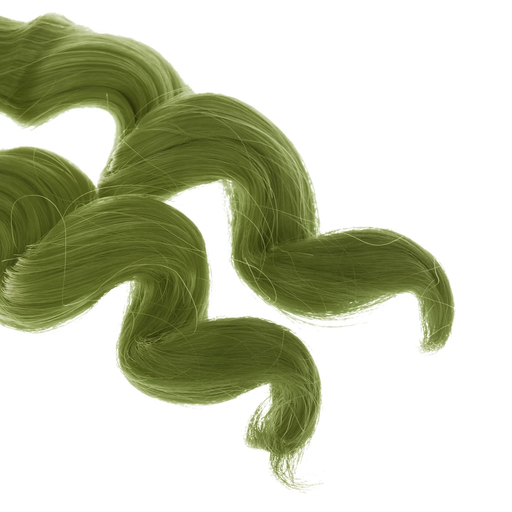 Fashion 25cm Long Curly Hair Wig Hairpiece For 1/3 1/4 1/6 Blythe   BJD Dolls DIY Making Green