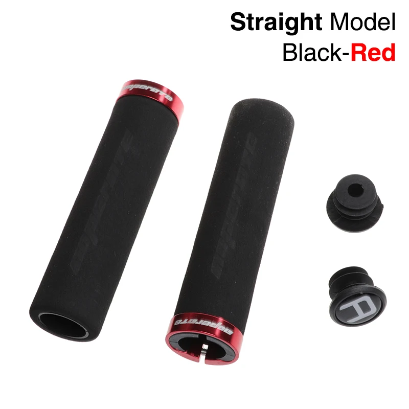Straight-Red Односторонняя блокированная дорожная велосипедная ручка силиконовая губка противоскользящая MTB велосипедная ручка мягкая Сверхлегкая горная ручка велосипедного руля - Цвет: Straight-Red