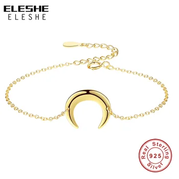 

ELESHE Real 925 Sterling Silver Bullfighter Charm Bracelet Minimalist Fine Jewelry Yellow Gold Chain Bracelet For Women Party