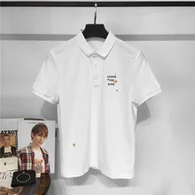 Высокое качество Новинка мужские вышитые пчелы Цветы Рубашки Поло рубашка хип хоп скейтборд хлопок поло топ