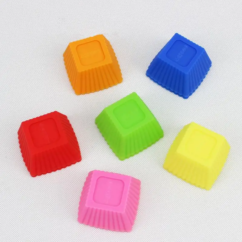 

New 1pcs Square shape Silicone Muffin Cupcake Mould Case Bakeware Maker Mold Tray Baking Cup Liner Baking Molds D714