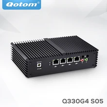 QOTOM Мини ПК безвентиляторный X86 linux Core i3-4005U промышленный мини-маршрутизатор ПК, 4 гигабитных порта LAN, wifi, брандмауэр QOTOM-Q330G4
